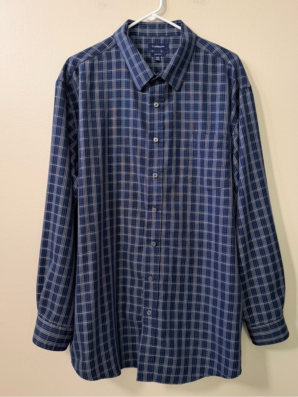croft & barrow Navy and Grey Plaid Button-Down Shirt, Sz XXL